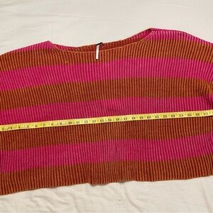 Free People Pink and Brown Striped Sweater